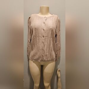 APRICOT Taupe Button-Down Women's Shirt